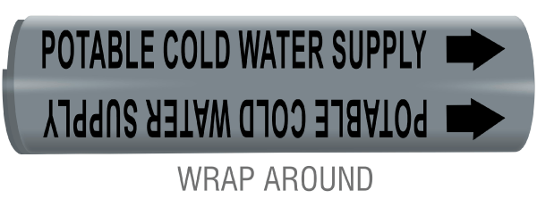 Potable Cold Water Supply Snap-Around and Strap-On Pipe Marker