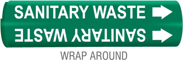 Sanitary Waste Wrap Around & Strap On Pipe Marker