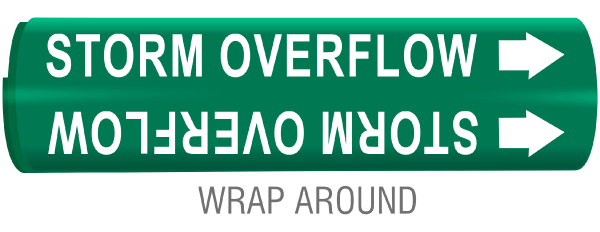 Storm Overflow Snap-Around and Strap-On Pipe Marker