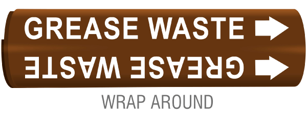Grease Waste Snap-Around and Strap-On Pipe Marker