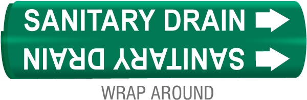 Sanitary Drain Snap-Around & Strap-On Pipe Marker