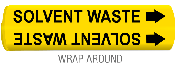 Solvent Waste Snap-Around and Strap-On Pipe Marker
