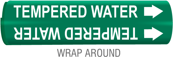 Tempered Water Snap-Around & Strap-On Pipe Marker