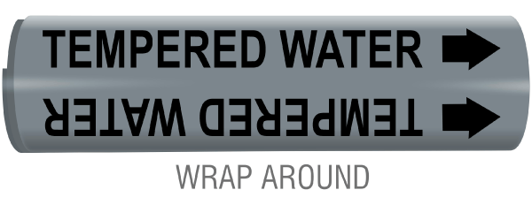 Tempered Water Snap-Around and Strap-On Pipe Marker