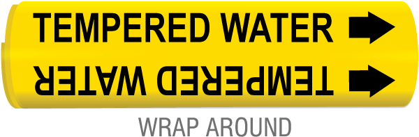 Tempered Water Snap-Around & Strap-On Pipe Marker