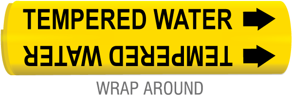 Tempered Water Wrap Around & Strap On Pipe Marker