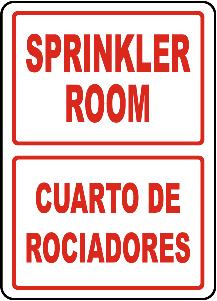 Bilingual Sprinkler Room Sign