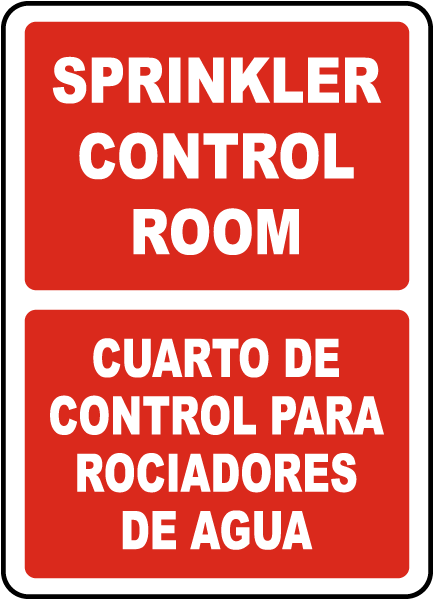 Bilingual Sprinkler Control Room Sign
