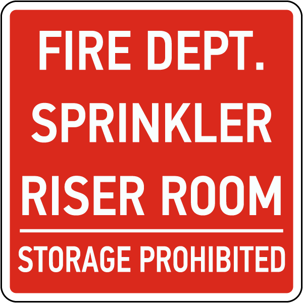 Fire Dept. Riser Room Sign