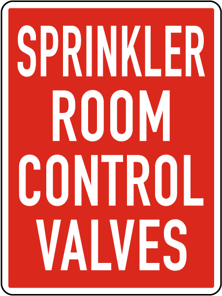 Sprinkler Room Control Valves Sign