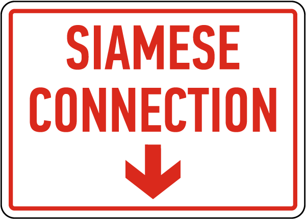 Siamese Connection Down Arrow Sign