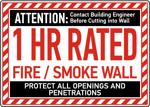 1 Hour Rated Fire / Smoke Wall Sign