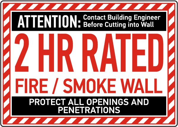 2 Hour Rated Fire / Smoke Wall Sign