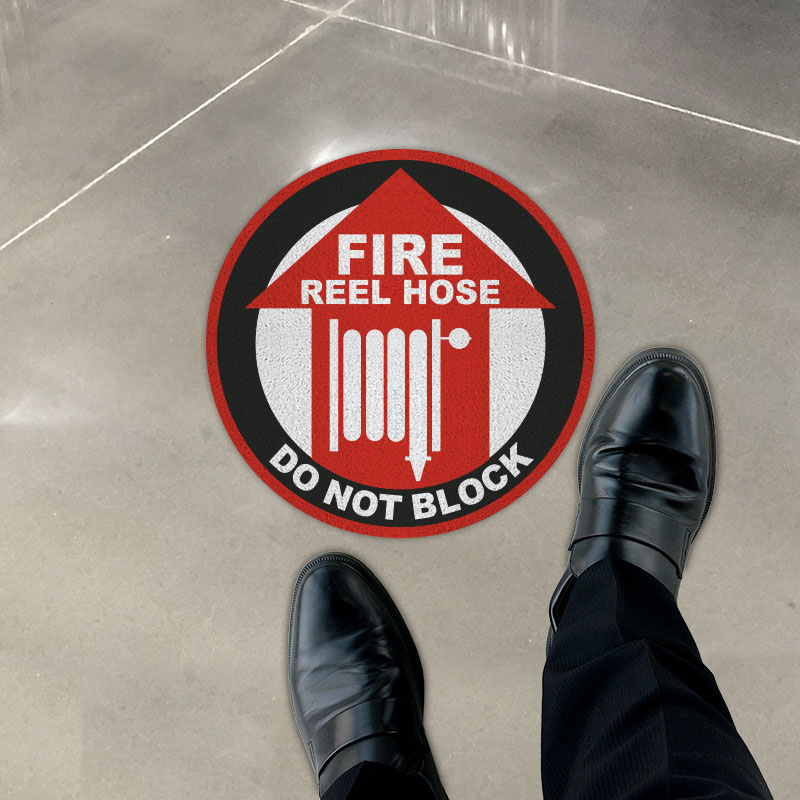 Fire Reel Hose Do Not Block Floor Sign