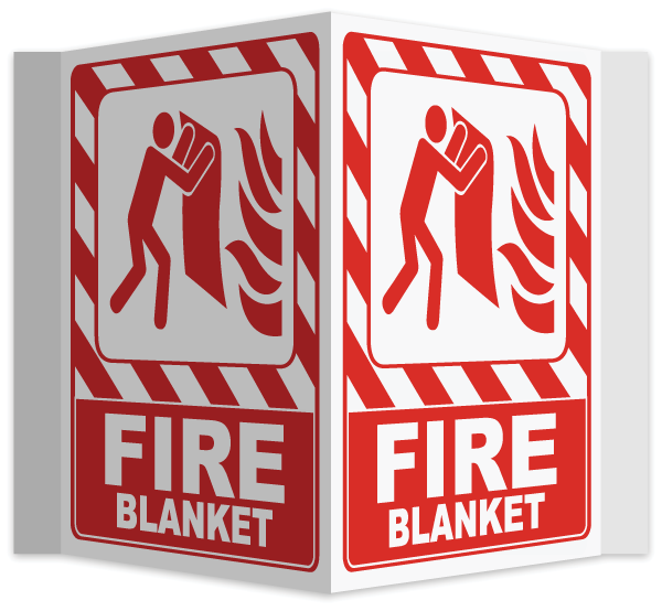 Fire Blanket 3-Way Sign