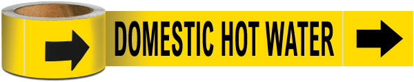 Domestic Hot Water Pipe Marker on a Roll