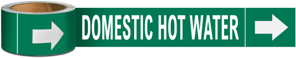 Domestic Hot Water Pipe Marker on a Roll