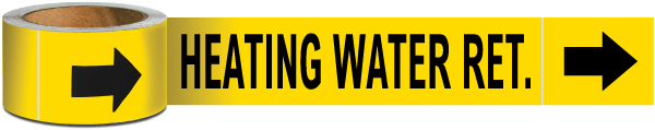 Heating Water Ret. Pipe Marker on a Roll