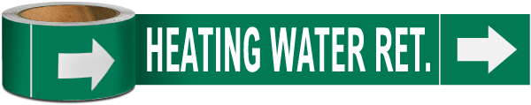 Heating Water Ret. Pipe Marker on a Roll