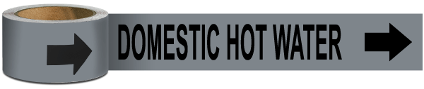 Domestic Hot Water Pipe Marker on a Roll