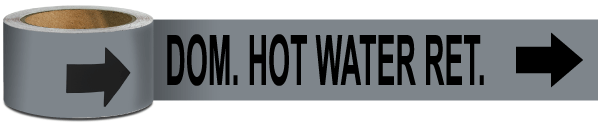 Dom. Hot Water Ret. Pipe Marker on a Roll