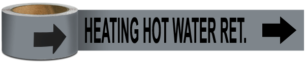 Heating Hot Water Ret Pipe Marker on a Roll