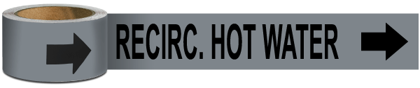 Recir. Hot Water Pipe Marker on a Roll