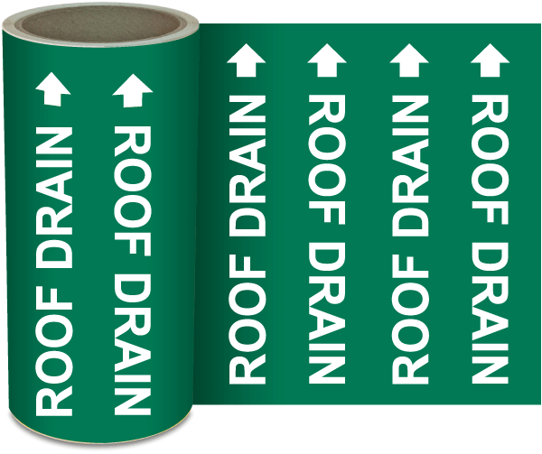 Roof Drain Continuous Pipe Marker on a Roll