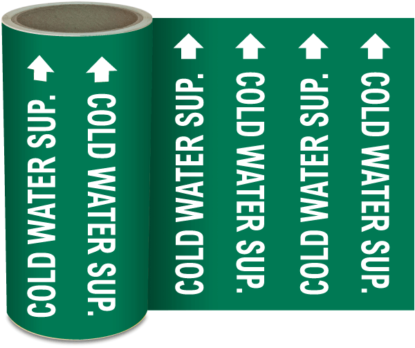 Cold Water Sup. Continuous Pipe Marker on a Roll