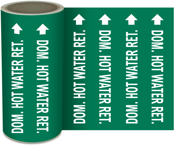 Dom. Hot Water Ret. Continuous Pipe Marker on a Roll