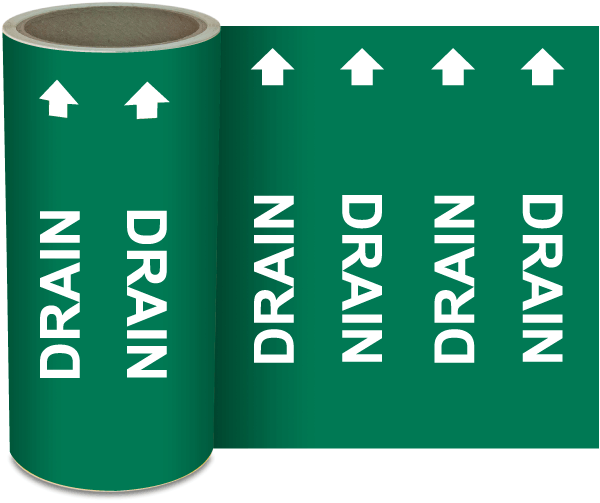 Drain Continuous Pipe Marker on a Roll