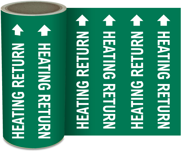 Heating Return Continuous Pipe Marker on a Roll