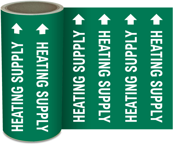 Heating Supply Continuous Pipe Marker on a Roll