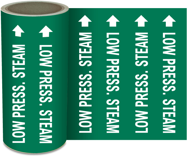 Low Press. Steam Continuous Pipe Marker on a Roll