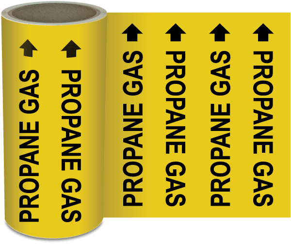 Propane Gas Continuous Pipe Marker on a Roll