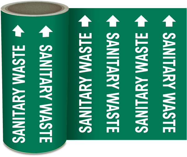 Sanitary Waste Continuous Pipe Marker on a Roll