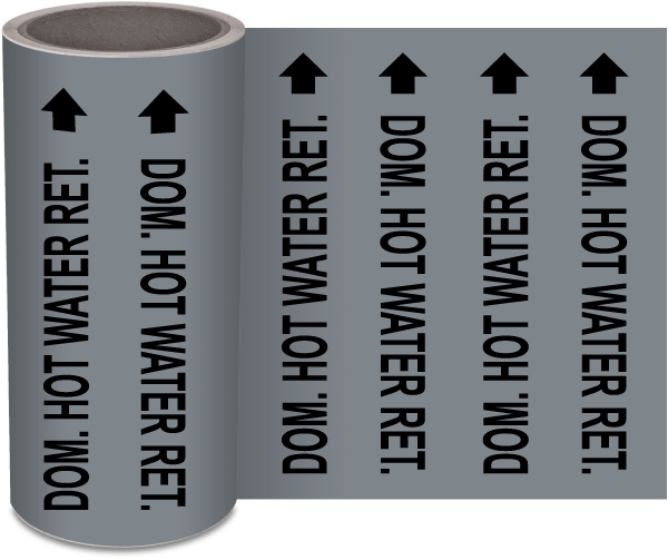 Dom. Hot Water Ret. Wrap-Around Pipe Marker on a Roll