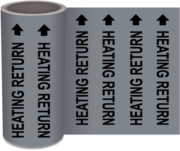 Heating Return Wrap-Around Pipe Marker on a Roll