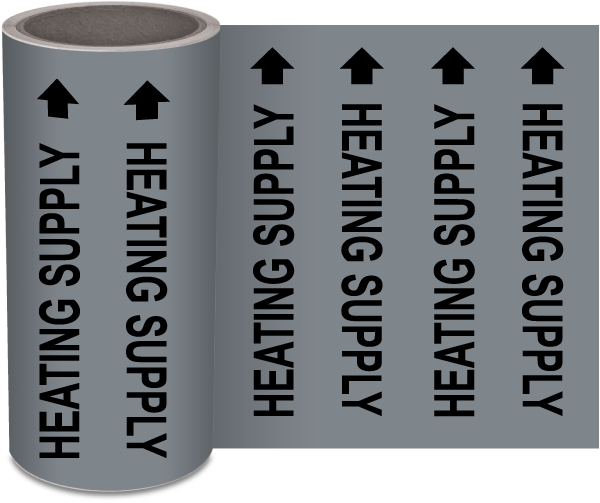 Heating Supply Wrap-Around Pipe Marker on a Roll