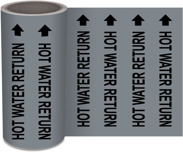 Hot Water Return Wrap-Around Pipe Marker on a Roll