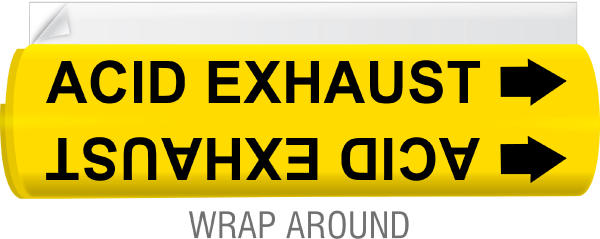 Acid Exhaust High-Performance Wrap Around and Strap-On Pipe Marker