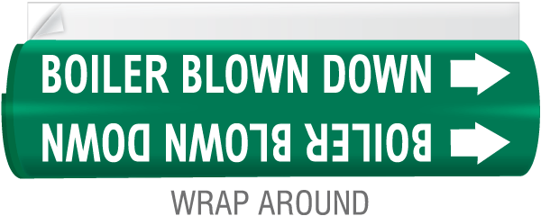 Boiler Blown Down High Temp. Wrap Around & Strap-On Pipe Marker