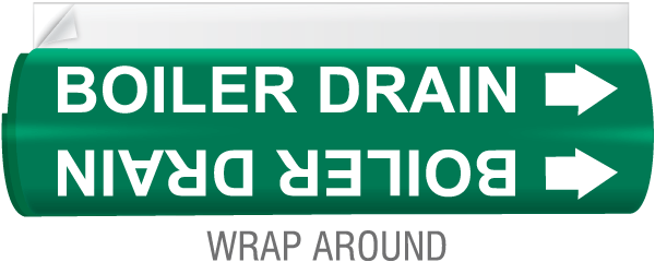 Boiler Drain High Temp. Wrap Around & Strap On Pipe Marker