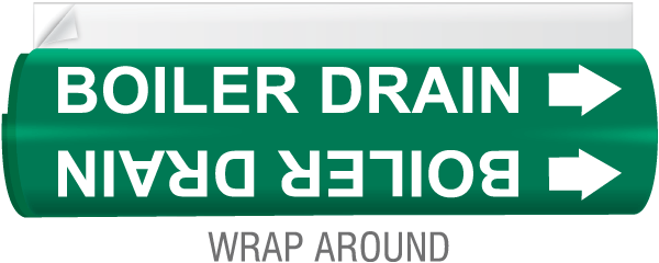 Boiler Drain High Temp. Wrap Around & Strap-On Pipe Marker