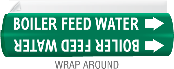 Boiler Feed Water High Temp. Wrap Around & Strap-On Pipe Marker