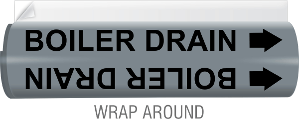 Boiler Drain High-Performance Wrap Around and Strap-On Pipe Marker