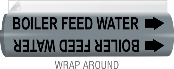Boiler Feed Water High-Performance Wrap Around and Strap-On Pipe Marker