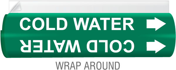 Cold Water High Temp. Wrap Around & Strap On Pipe Marker