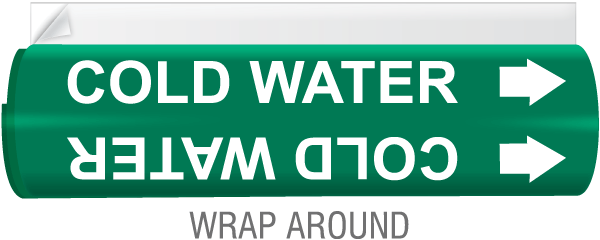 Cold Water High Temp. Wrap Around & Strap-On Pipe Marker