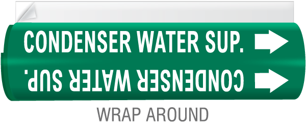 Condenser Water Sup. High Temp. Wrap Around & Strap On Pipe Marker